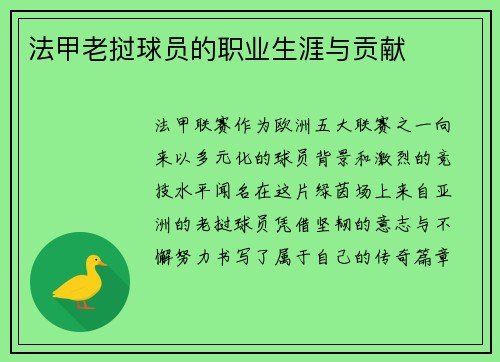 法甲老挝球员的职业生涯与贡献